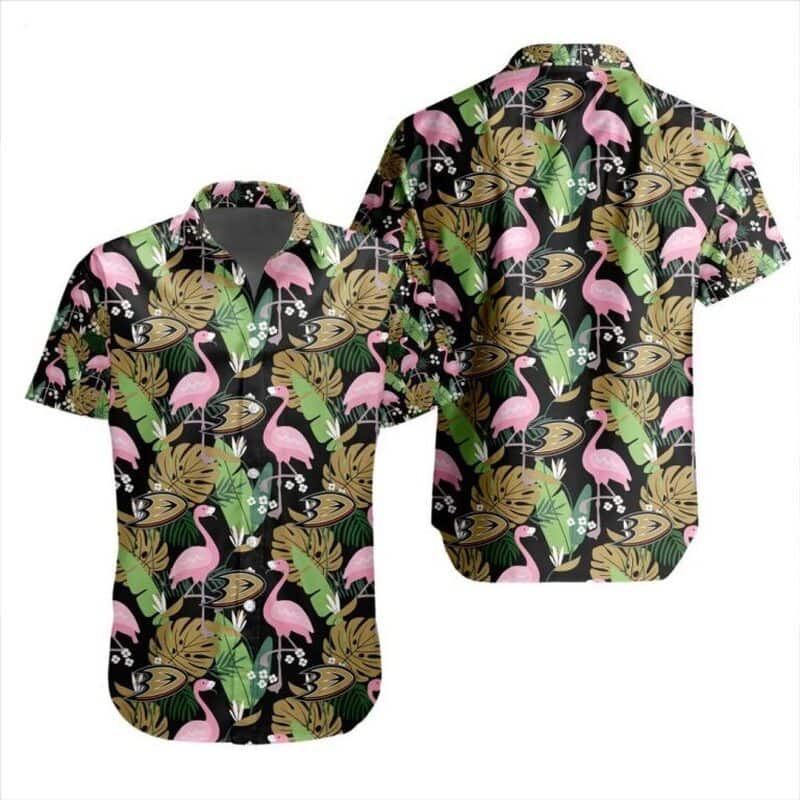 NHL Anaheim Ducks Hawaiian Shirt Tropical Flamingo All Over Print NHL Anaheim Ducks Hawaiian Shirt Tropical Flamingo All Over Print