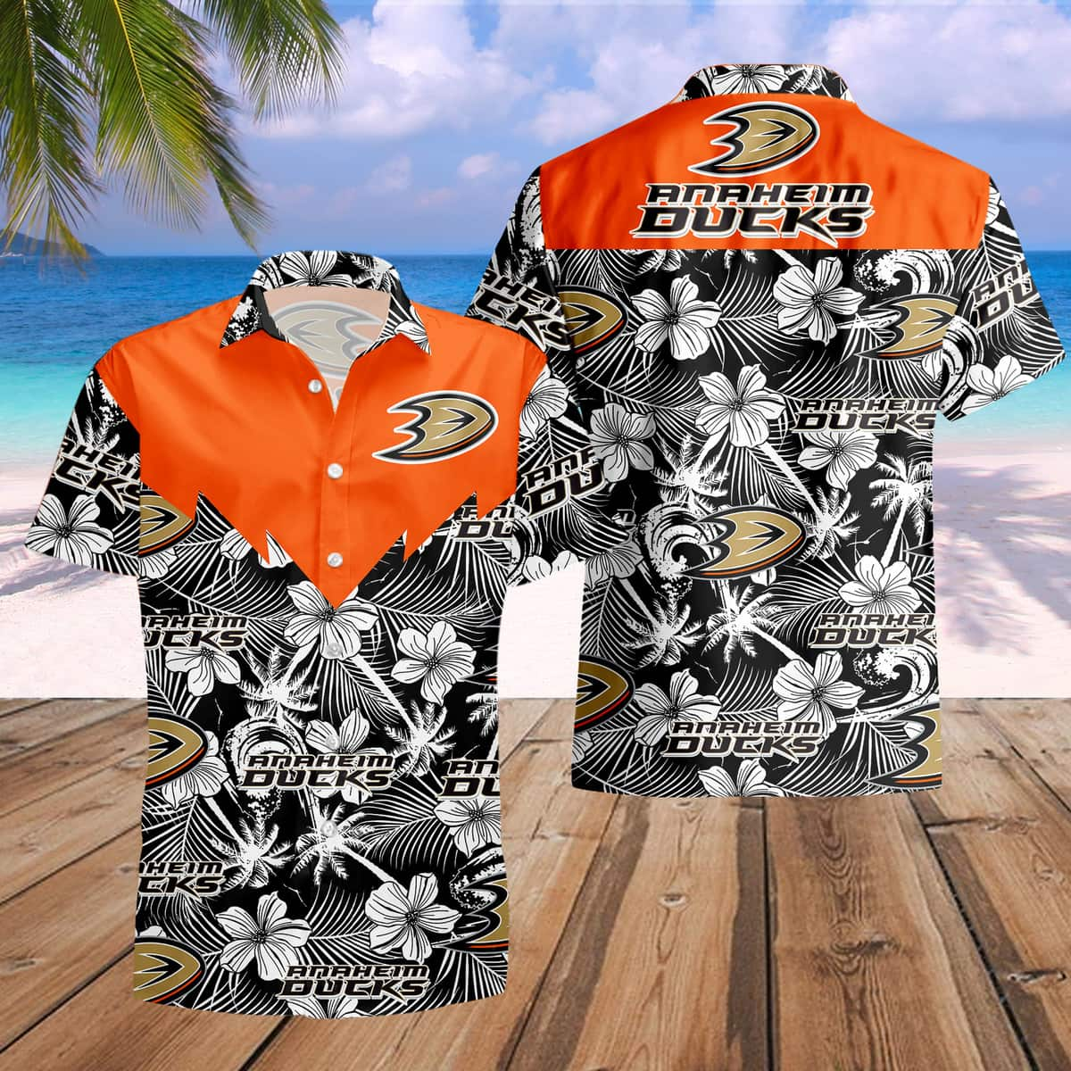 NHL Anaheim Ducks Hawaiian Shirt Tropical Flower Pattern