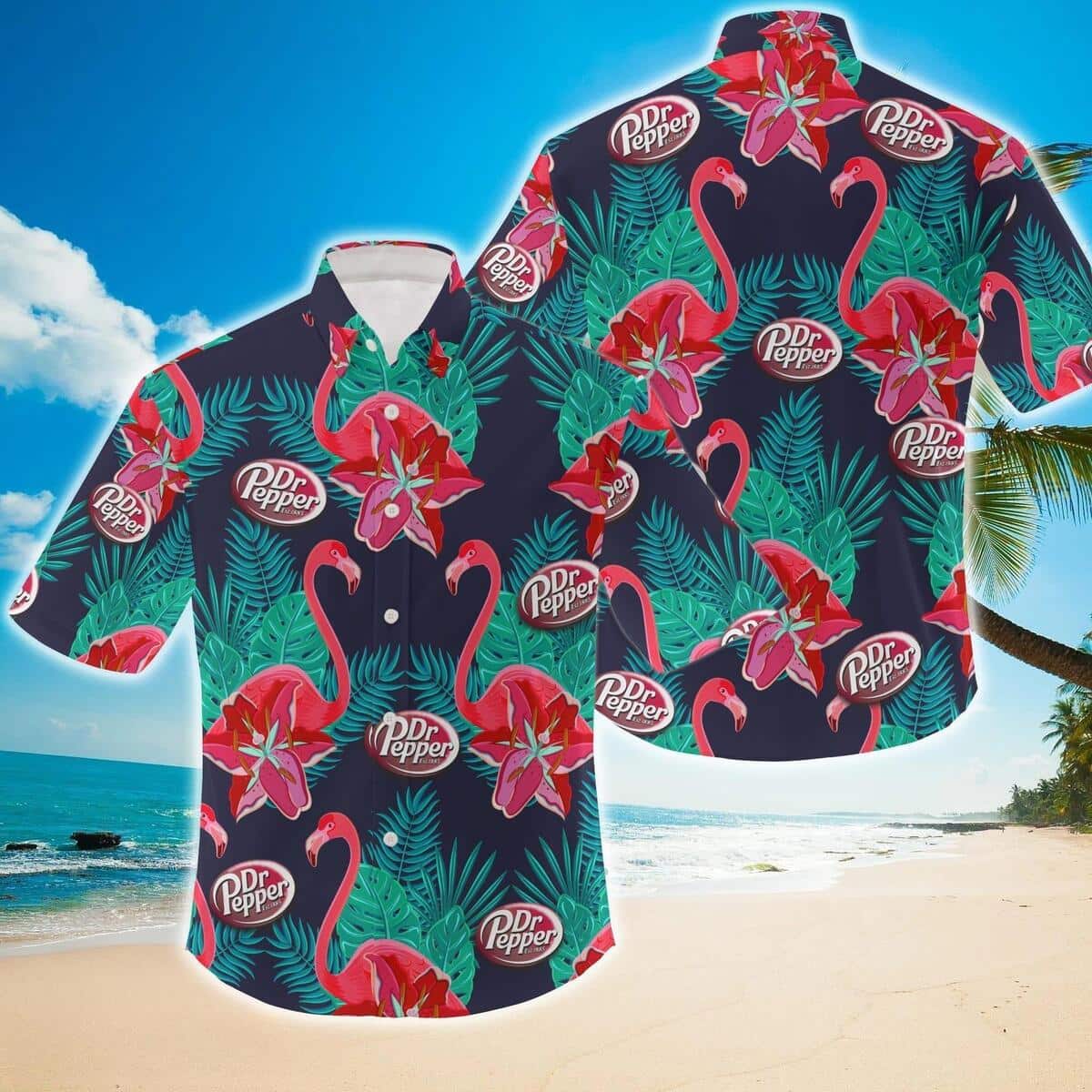 Dr Pepper Beer Hawaiian Shirt Tropical Flamingo Practical Beach Gift