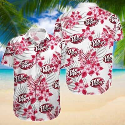 White Aloha Dr Pepper Beer Hawaiian Shirt Tropical Flower Pattern