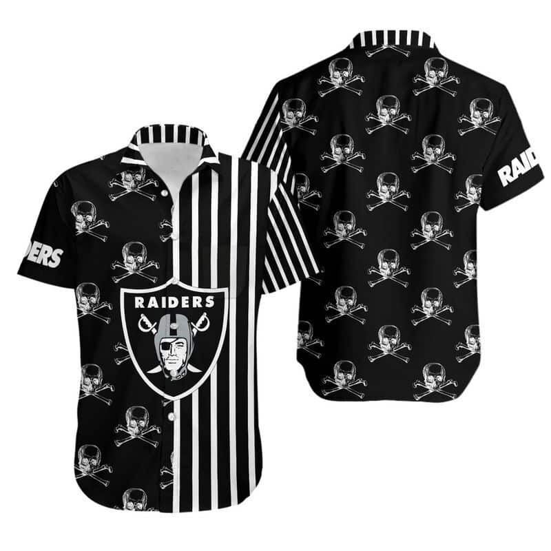 Stripes And Skull Las Vegas Raiders Hawaiian Shirt Stripes And Skull Las Vegas Raiders Hawaiian Shirt