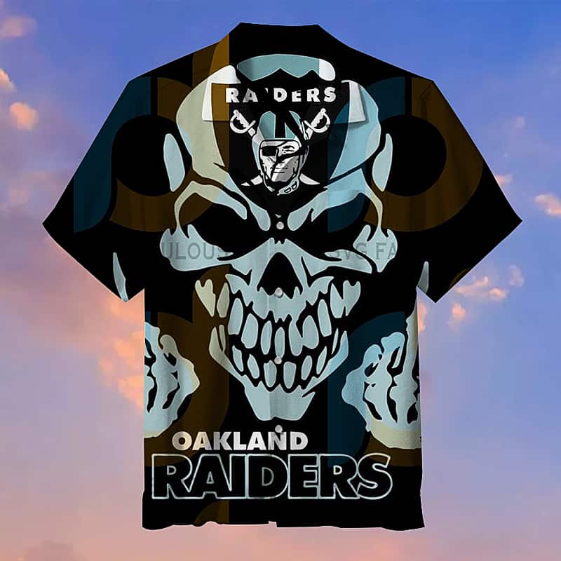 Skull With NFL Las Vegas Raiders Hawaiian Shirt Skull With NFL Las Vegas Raiders Hawaiian Shirt