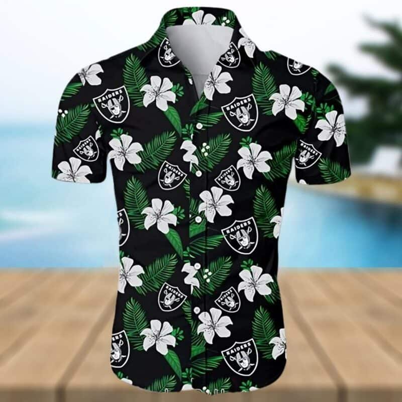 Black Aloha Hibiscus Flower Pattern NFL Las Vegas Raiders Hawaiian Shirt Black Aloha Hibiscus Flower Pattern NFL Las Vegas Raiders Hawaiian Shirt