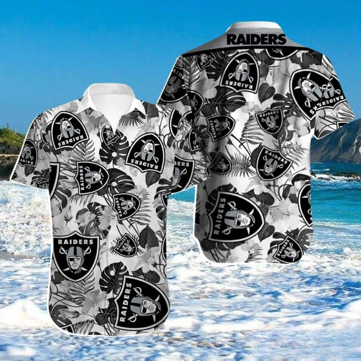 Palm Leaves Pattern With Las Vegas Raiders Hawaiian Shirt