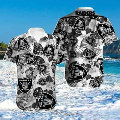 Palm Leaves Pattern With Las Vegas Raiders Hawaiian Shirt