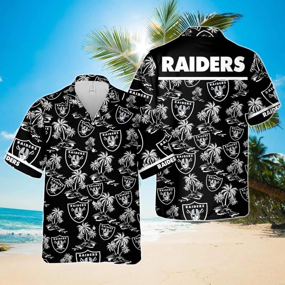 Las Vegas Raiders Hawaiian Shirt Island Pattern All Over Print