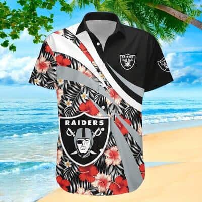 NFL Las Vegas Raiders Hawaiian Shirt Hibiscus Flower Pattern NFL Las Vegas Raiders Hawaiian Shirt Hibiscus Flower Pattern