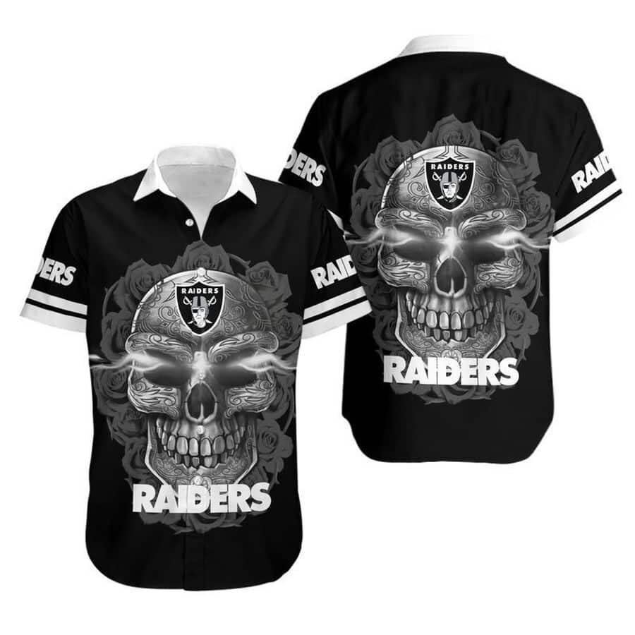 Black Aloha Sugar Skull NFL Las Vegas Raiders Hawaiian Shirt