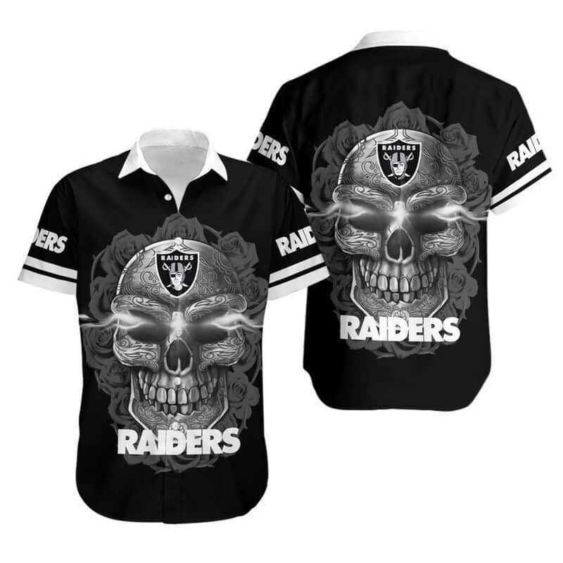 Black Aloha Sugar Skull NFL Las Vegas Raiders Hawaiian Shirt Black Aloha Sugar Skull NFL Las Vegas Raiders Hawaiian Shirt