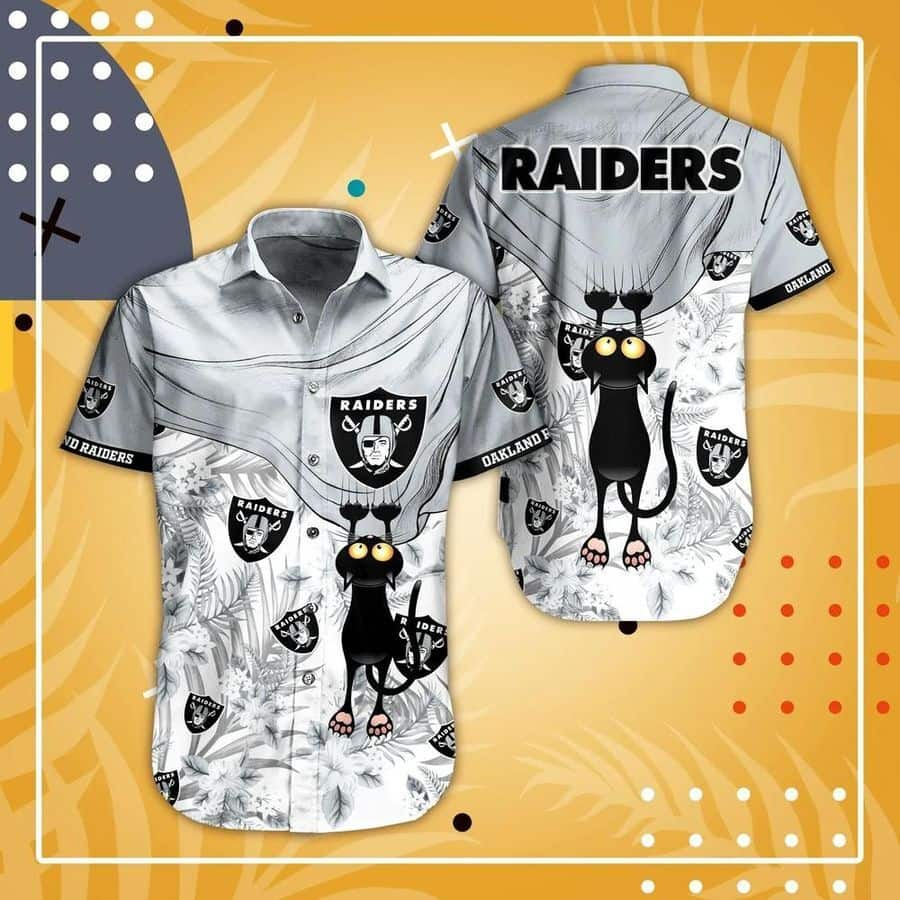 Black Cat NFL Las Vegas Raiders Hawaiian Shirt Beach Vacation Gift