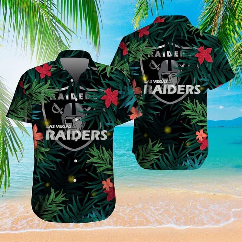 Las Vegas Raiders Hawaiian Shirt Tropical Pattern All Over Print Las Vegas Raiders Hawaiian Shirt Tropical Pattern All Over Print