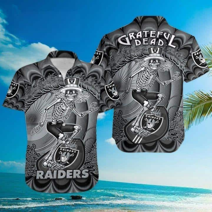 Skeleton Grateful Dead With Las Vegas Raiders Hawaiian Shirt