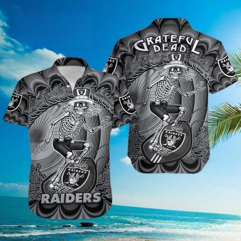 Skeleton Grateful Dead With Las Vegas Raiders Hawaiian Shirt Skeleton Grateful Dead With Las Vegas Raiders Hawaiian Shirt
