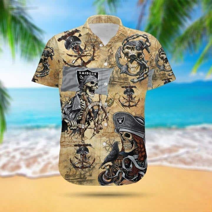 Las Vegas Raiders Hawaiian Shirt Pirates Skull Best Beach Gift Las Vegas Raiders Hawaiian Shirt Pirates Skull Best Beach Gift