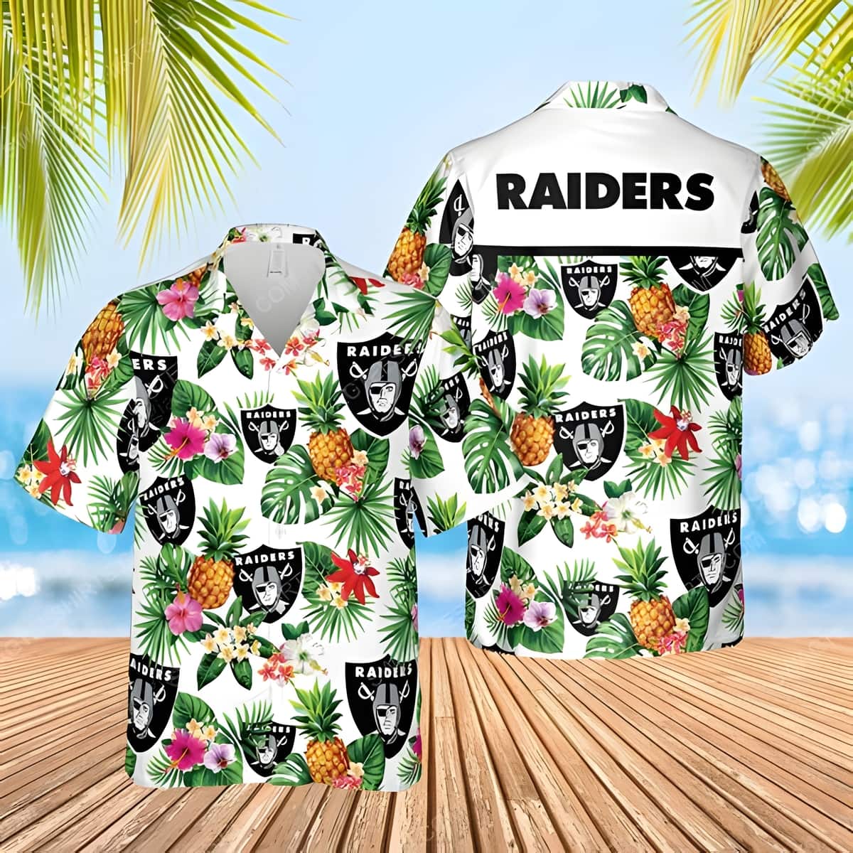 NFL Las Vegas Raiders Hawaiian Shirt Pineapple Pattern All Over Print NFL Las Vegas Raiders Hawaiian Shirt Pineapple Pattern All Over Print