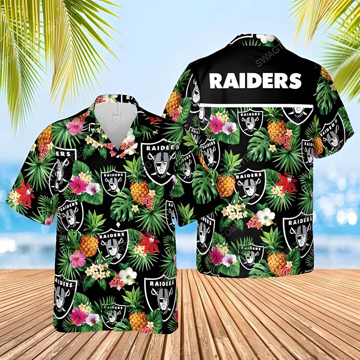 Las Vegas Raiders Hawaiian Shirt Pineapple Pattern All Over Print Las Vegas Raiders Hawaiian Shirt Pineapple Pattern All Over Print