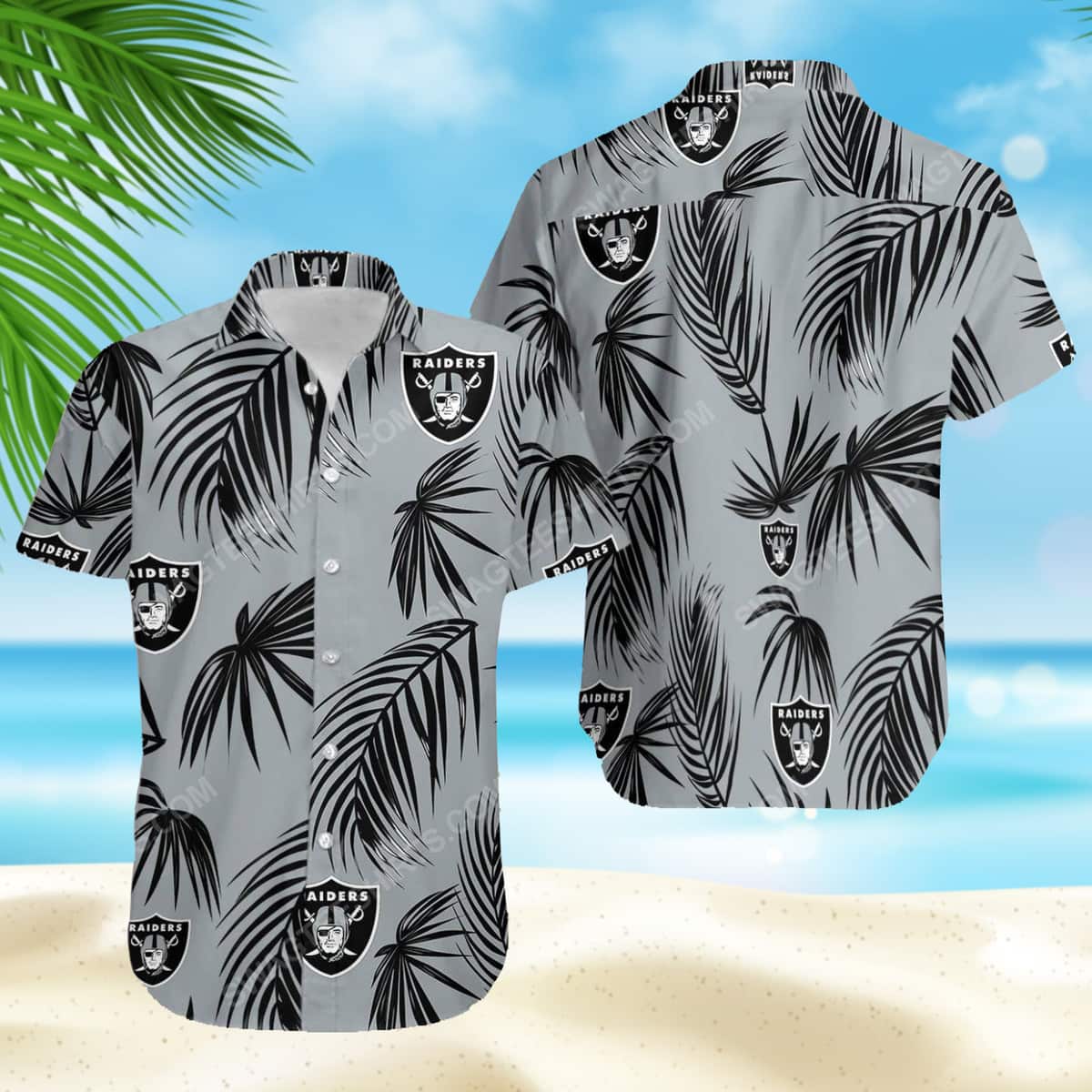 NFL Las Vegas Raiders Hawaiian Shirt Palm Leaves Pattern NFL Las Vegas Raiders Hawaiian Shirt Palm Leaves Pattern