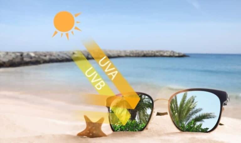 sunglasses preventing UV ray on sandy beach sunglasses preventing UV ray on sandy beach