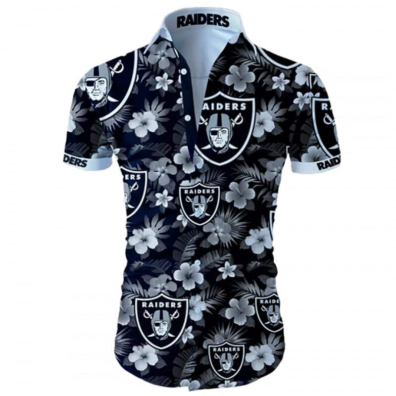 Las Vegas Raiders Hawaiian Shirt Tropical Flower Pattern Summer Beach Gift