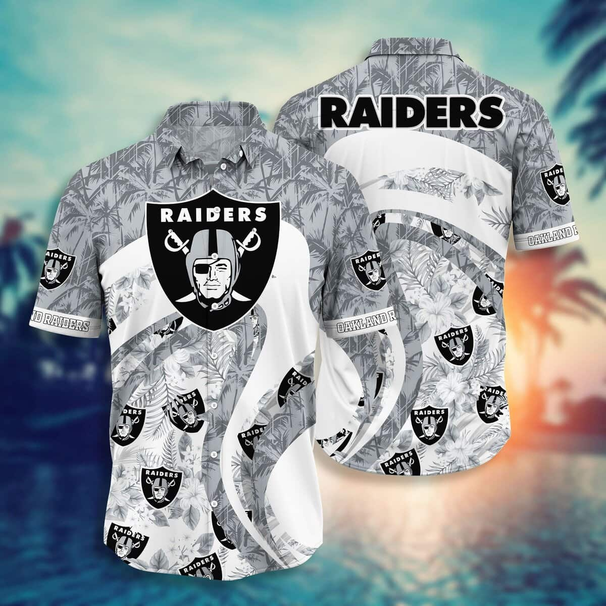 NFL Las Vegas Raiders Hawaiian Shirt Tropical Pattern All Over Print