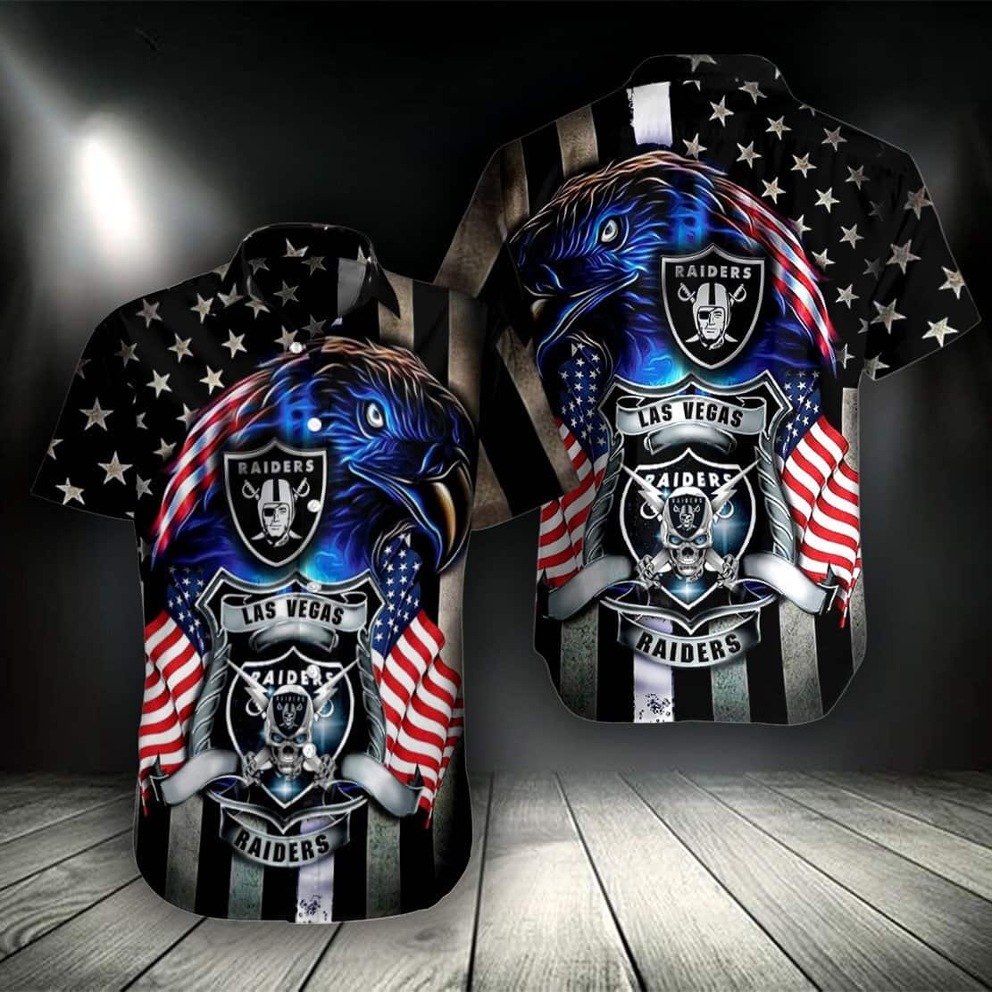 NFL Las Vegas Raiders Hawaiian Shirt Independence Day 4th Of July