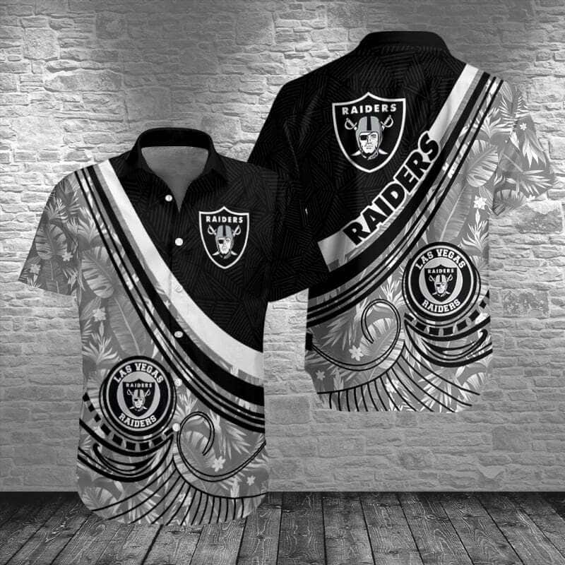 Las Vegas Raiders Hawaiian Shirt Palm Leaves Pattern