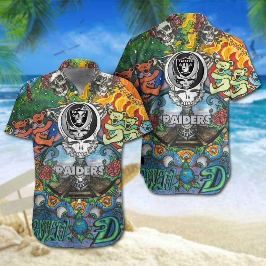 Grateful Dead NFL Las Vegas Raiders Hawaiian Shirt Football Gift For Boyfriend