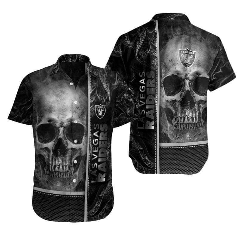 Las Vegas Raiders Hawaiian Shirt Horror Skull Football Gift For Boyfriend