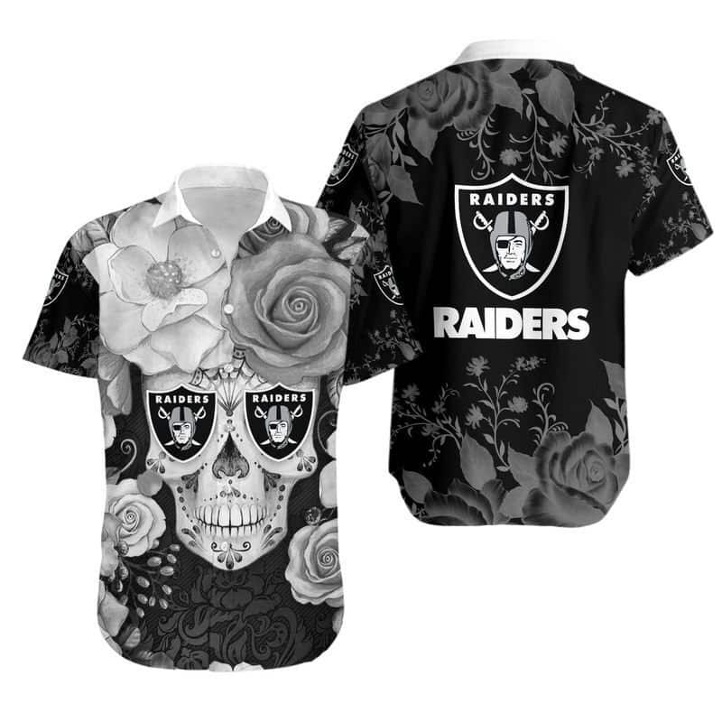 Las Vegas Raiders Hawaiian Shirt Skull Rose Gift For Football Fans