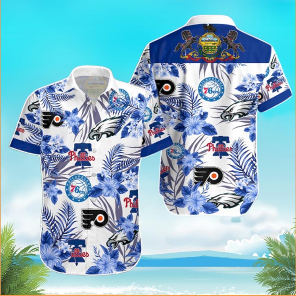 76ers Phillies Philadelphia Eagles Hawaiian Shirt Practical Beach Gift 76ers Phillies Philadelphia Eagles Hawaiian Shirt Practical Beach Gift