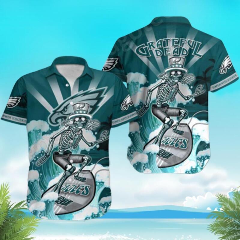 NFL Philadelphia Eagles Hawaiian Shirt Grateful Dead NFL Philadelphia Eagles Hawaiian Shirt Grateful Dead