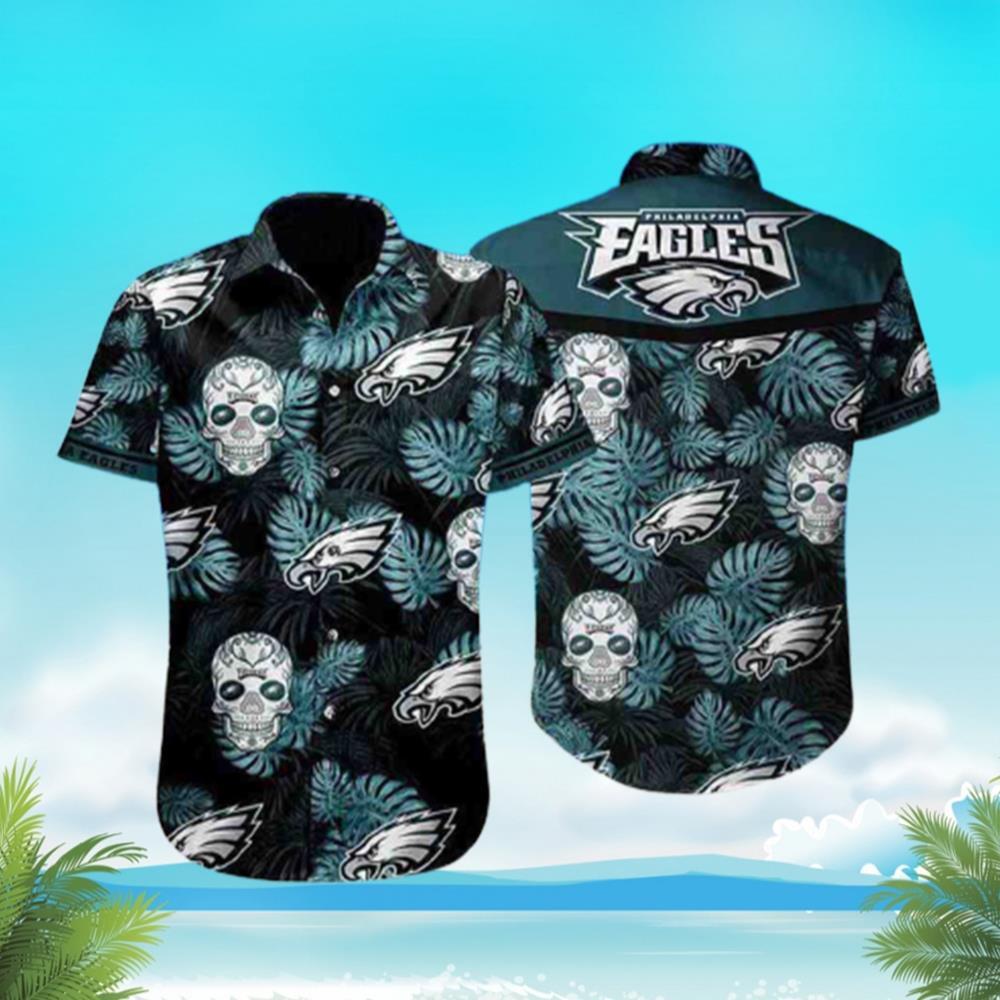 Tropical Skull NFL Philadelphia Eagles Hawaiian Shirt Best Beach Gift Tropical Skull NFL Philadelphia Eagles Hawaiian Shirt Best Beach Gift