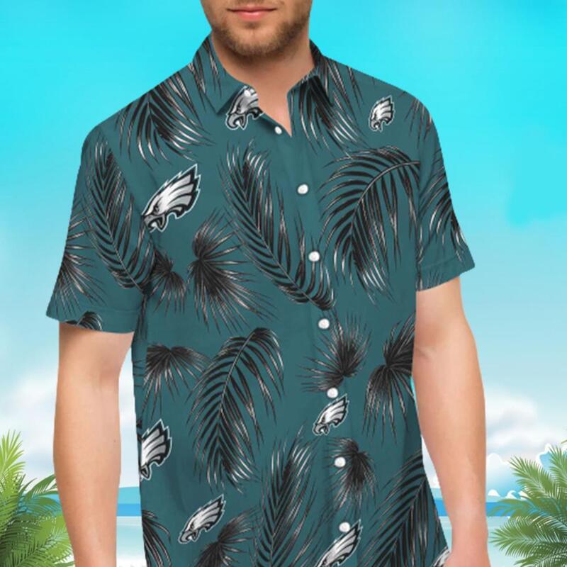 NFL Philadelphia Eagles Hawaiian Shirt Palm Leaf Pattern Summer Beach Gift NFL Philadelphia Eagles Hawaiian Shirt Palm Leaf Pattern Summer Beach Gift