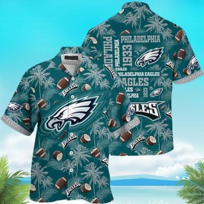 Philadelphia Eagles Hawaiian Shirt Coconut Tree Pattern Summer Vacation Gift