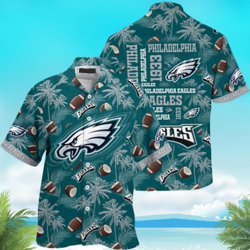 Philadelphia Eagles Hawaiian Shirt Coconut Tree Pattern Summer Vacation Gift Philadelphia Eagles Hawaiian Shirt Coconut Tree Pattern Summer Vacation Gift