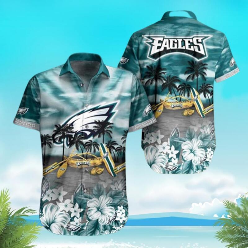 NFL Philadelphia Eagles Hawaiian Shirt Tropical Pattern Summer Vacation Gift NFL Philadelphia Eagles Hawaiian Shirt Tropical Pattern Summer Vacation Gift