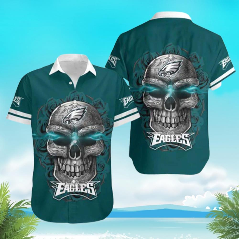 Sugar Skull NFL Philadelphia Eagles Hawaiian Shirt Best Beach Gift Sugar Skull NFL Philadelphia Eagles Hawaiian Shirt Best Beach Gift