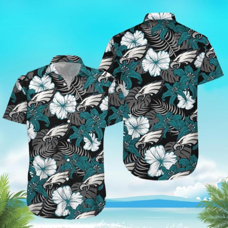 Philadelphia Eagles Hawaiian Shirt Tropical Flower Pattern All Over Print Philadelphia Eagles Hawaiian Shirt Tropical Flower Pattern All Over Print