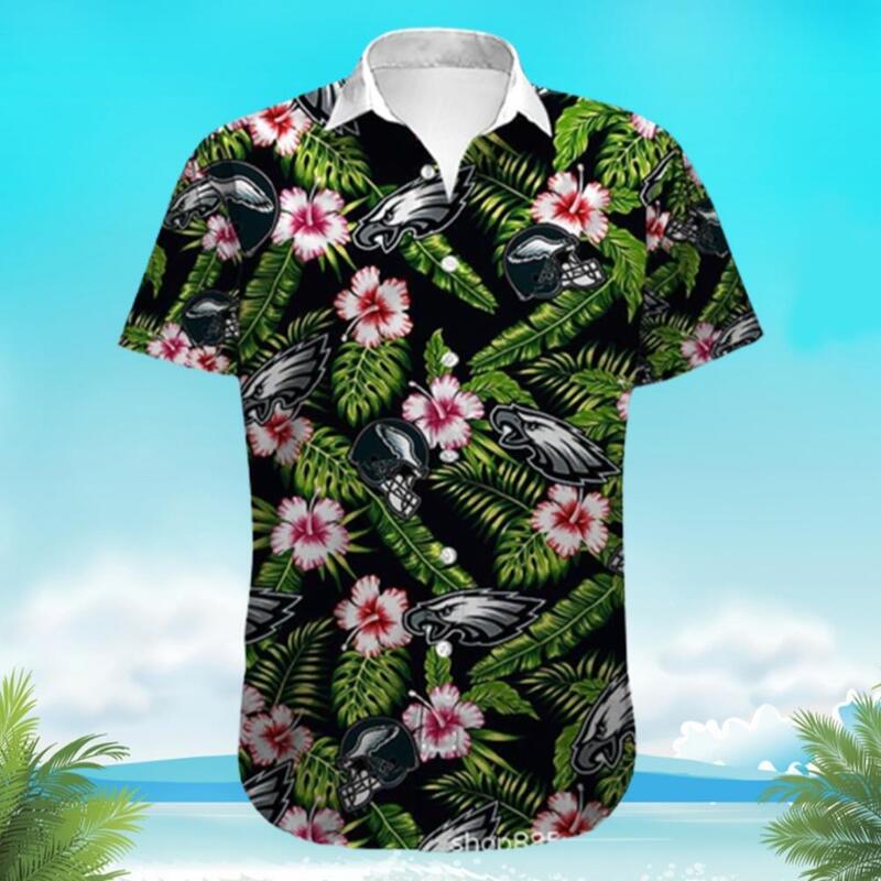 Philadelphia Eagles Hawaiian Shirt Hibiscus Flower Pattern All Over Print Philadelphia Eagles Hawaiian Shirt Hibiscus Flower Pattern All Over Print