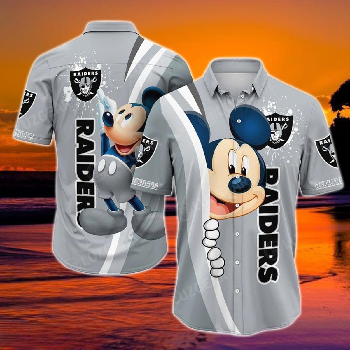 Mickey Mouse Disney Las Vegas Raiders NFL Hawaiian Shirt Summer Beach Gift