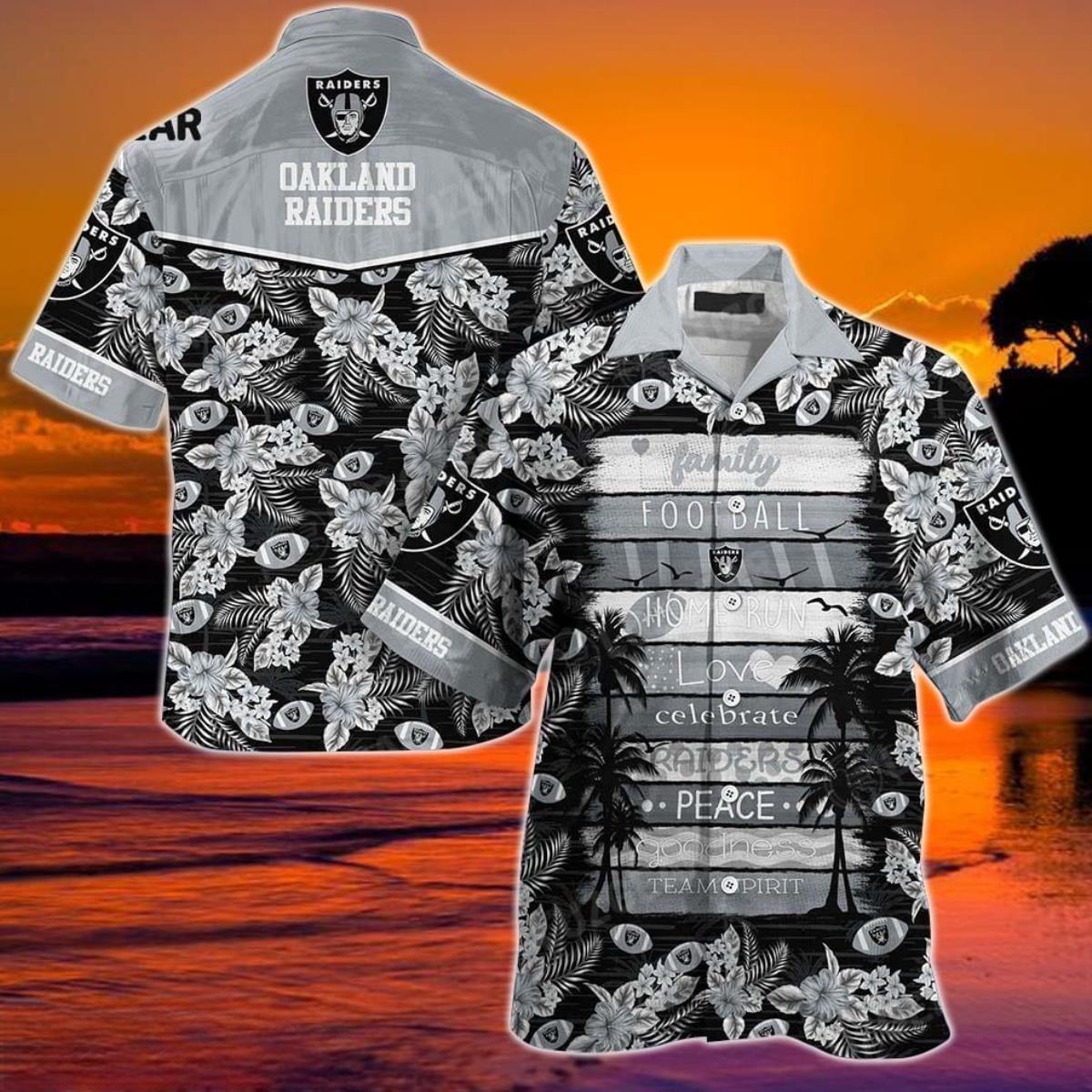 Family Football NFL Las Vegas Raiders Hawaiian Shirt Beach Lovers Gift