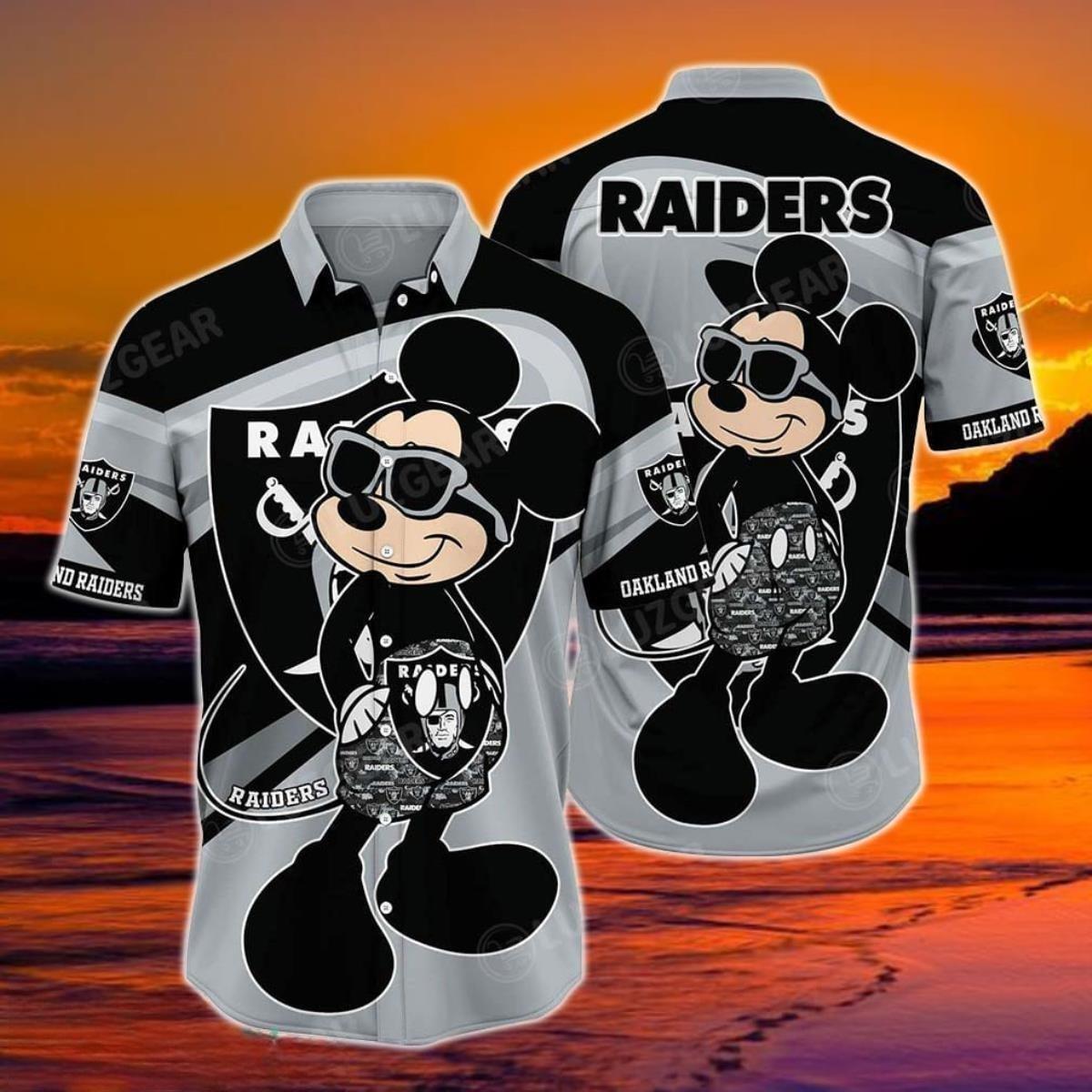 NFL Las Vegas Raiders Hawaiian Shirt Disney Mickey Mouse All Over Print