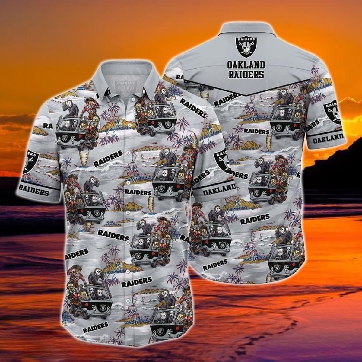 Halloween Characters NFL Las Vegas Raiders Hawaiian Shirt