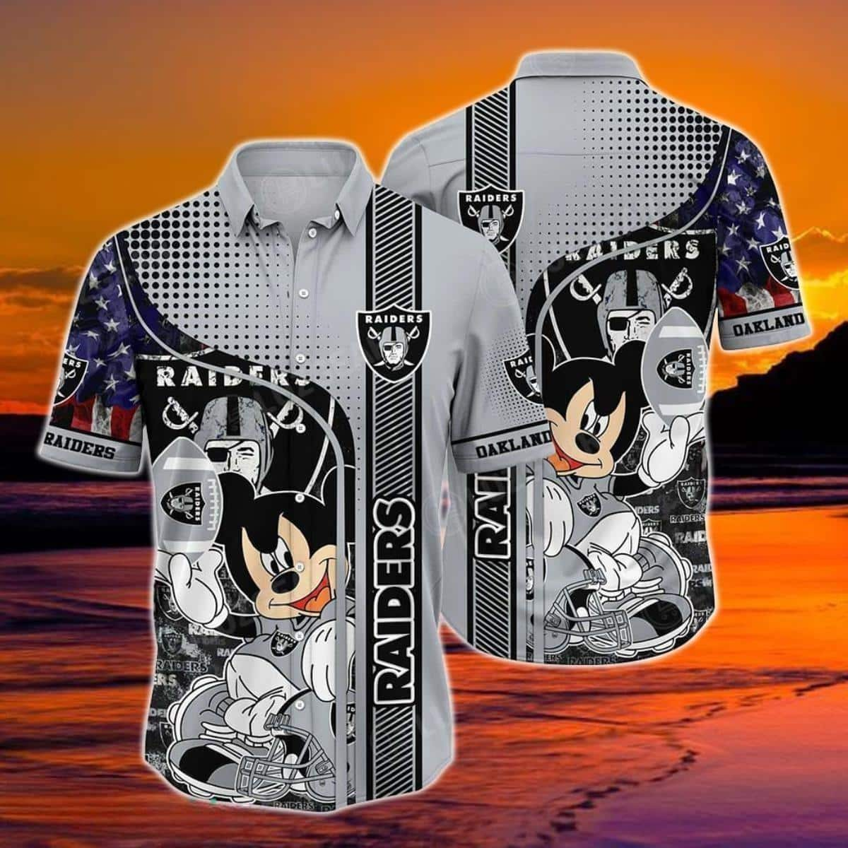 Disney Mickey NFL Las Vegas Raiders Hawaiian Shirt Football Gift For Players