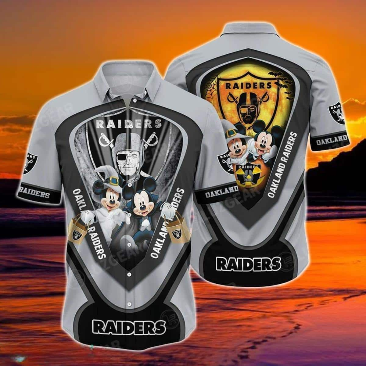 Disney Mickey Halloween Night NFL Las Vegas Raiders Hawaiian Shirt