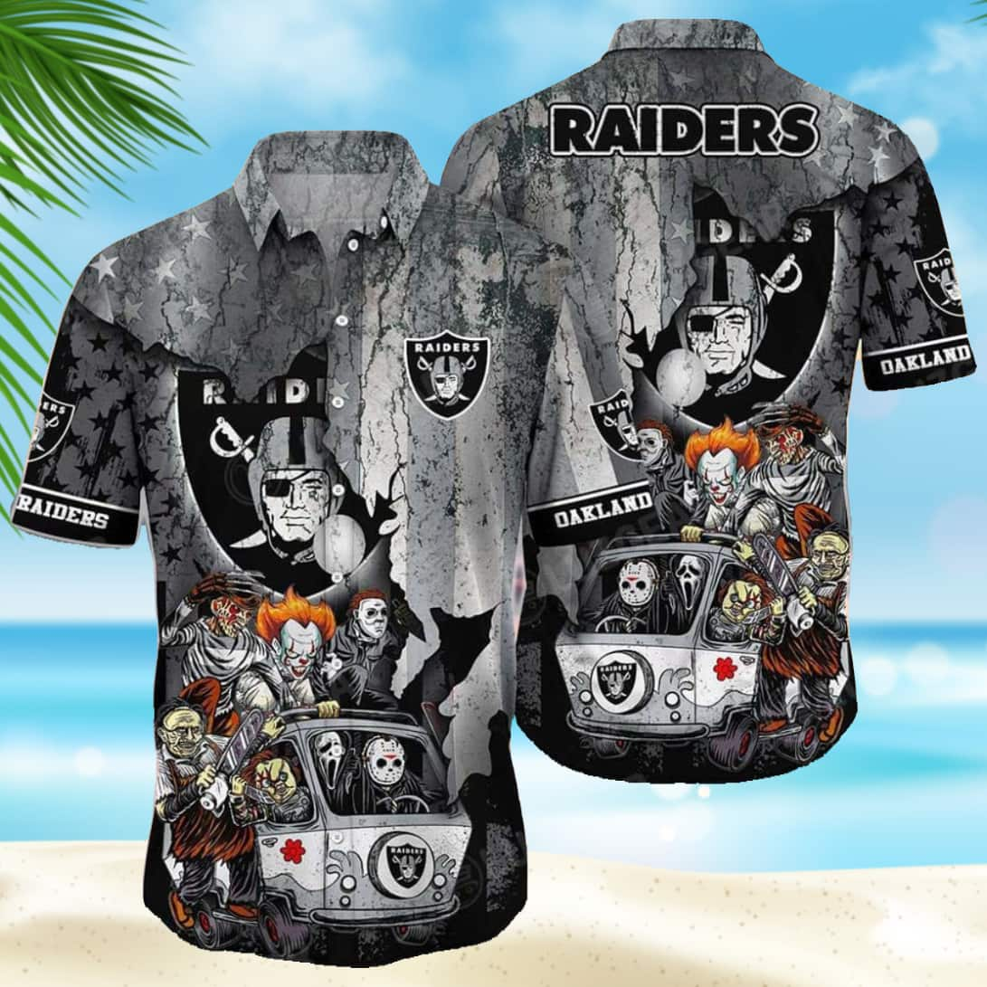 Las Vegas Raiders Hawaiian Shirt Halloween Characters Gift For Football Fans