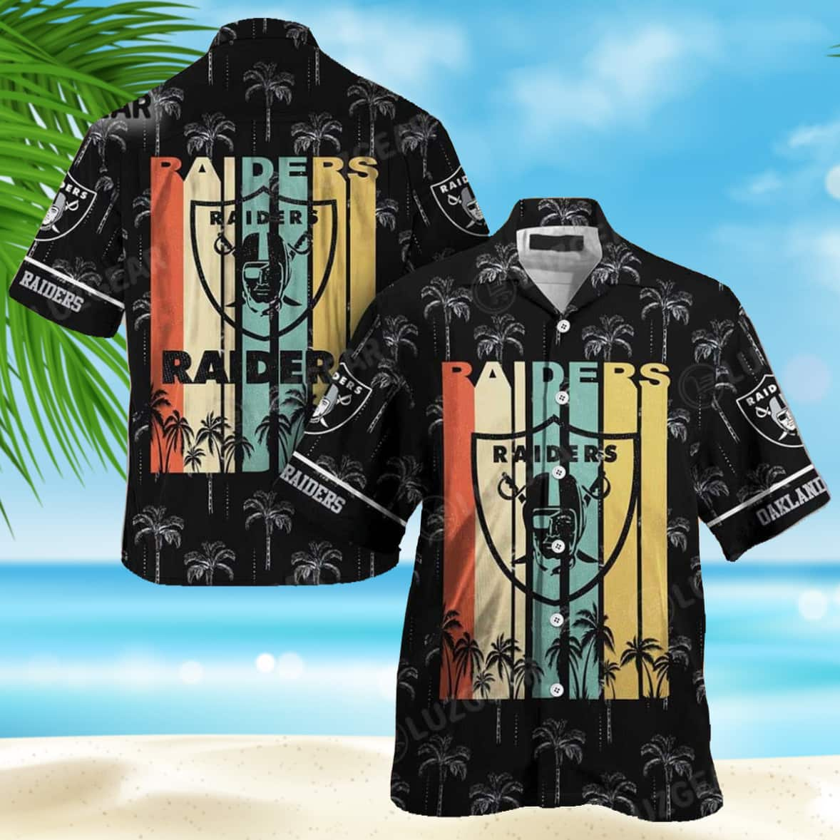 Retro NFL Las Vegas Raiders Hawaiian Shirt Summer Beach Gift