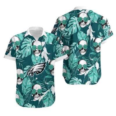NFL Philadelphia Eagles Hawaiian Shirt Palm Leaves And Skulls Beach Vacation Gift