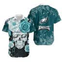 Rose Skull NFL Philadelphia Eagles Hawaiian Shirt Practical Beach Gift Rose Skull NFL Philadelphia Eagles Hawaiian Shirt Practical Beach Gift