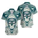 Horror Skull With NFL Philadelphia Eagles Hawaiian Shirt Gift For Football Fans